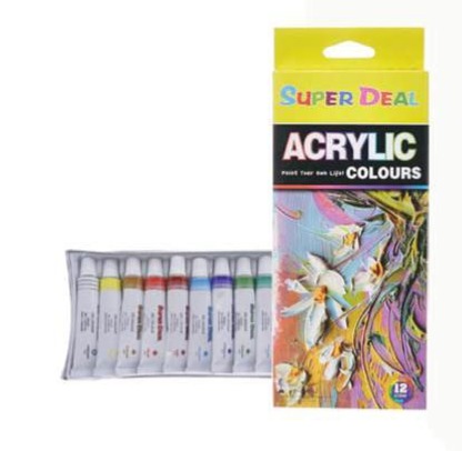SuperDeal Acrylic Colours 12ml Set of 12 