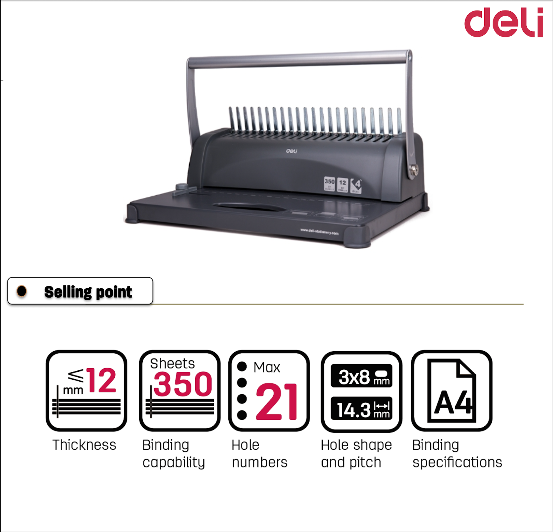 Deli Comb Binding Machine 350 Sheets Capacity