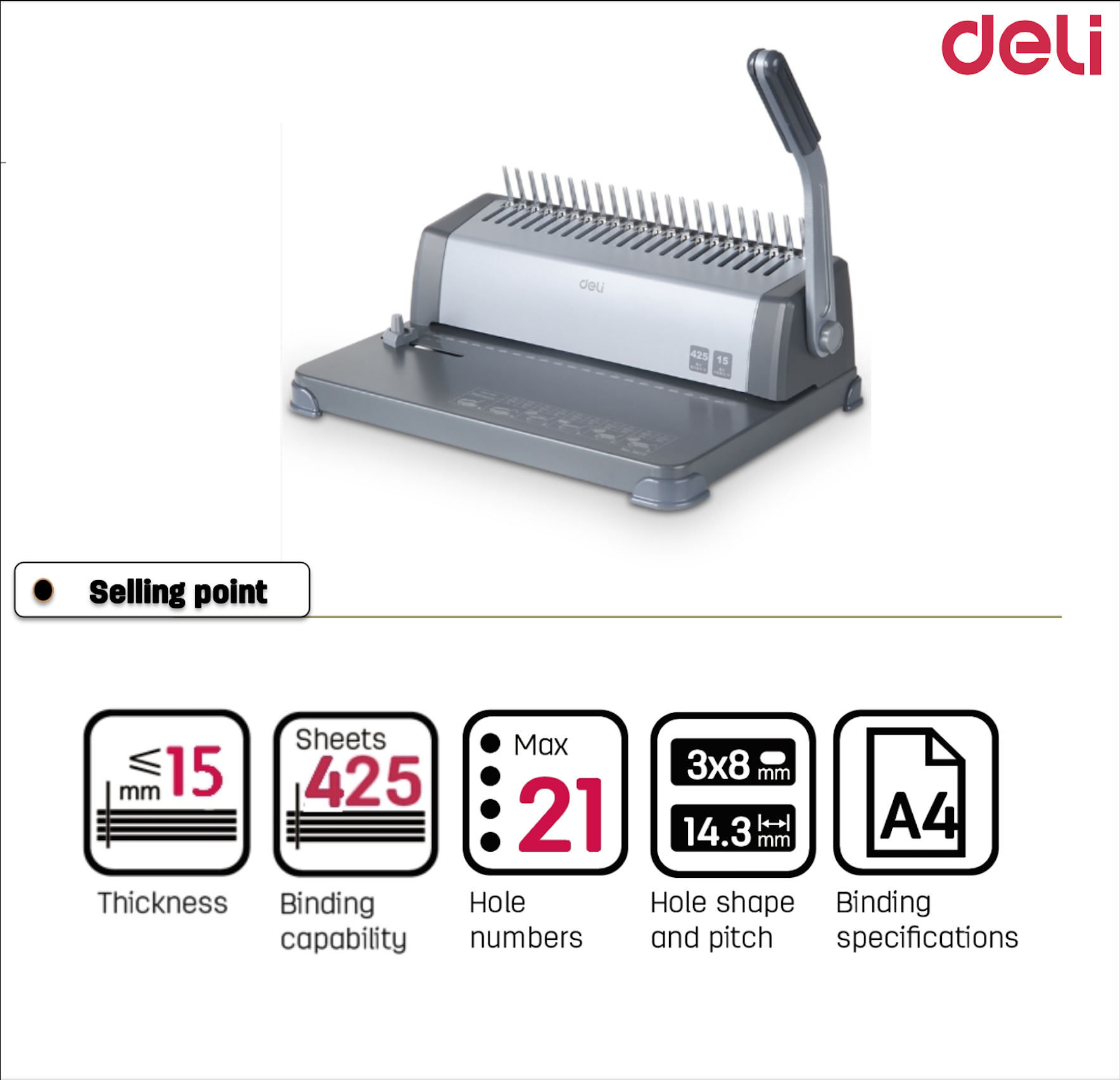 Deli Comb Binding Machine 425 Sheets Capacity
