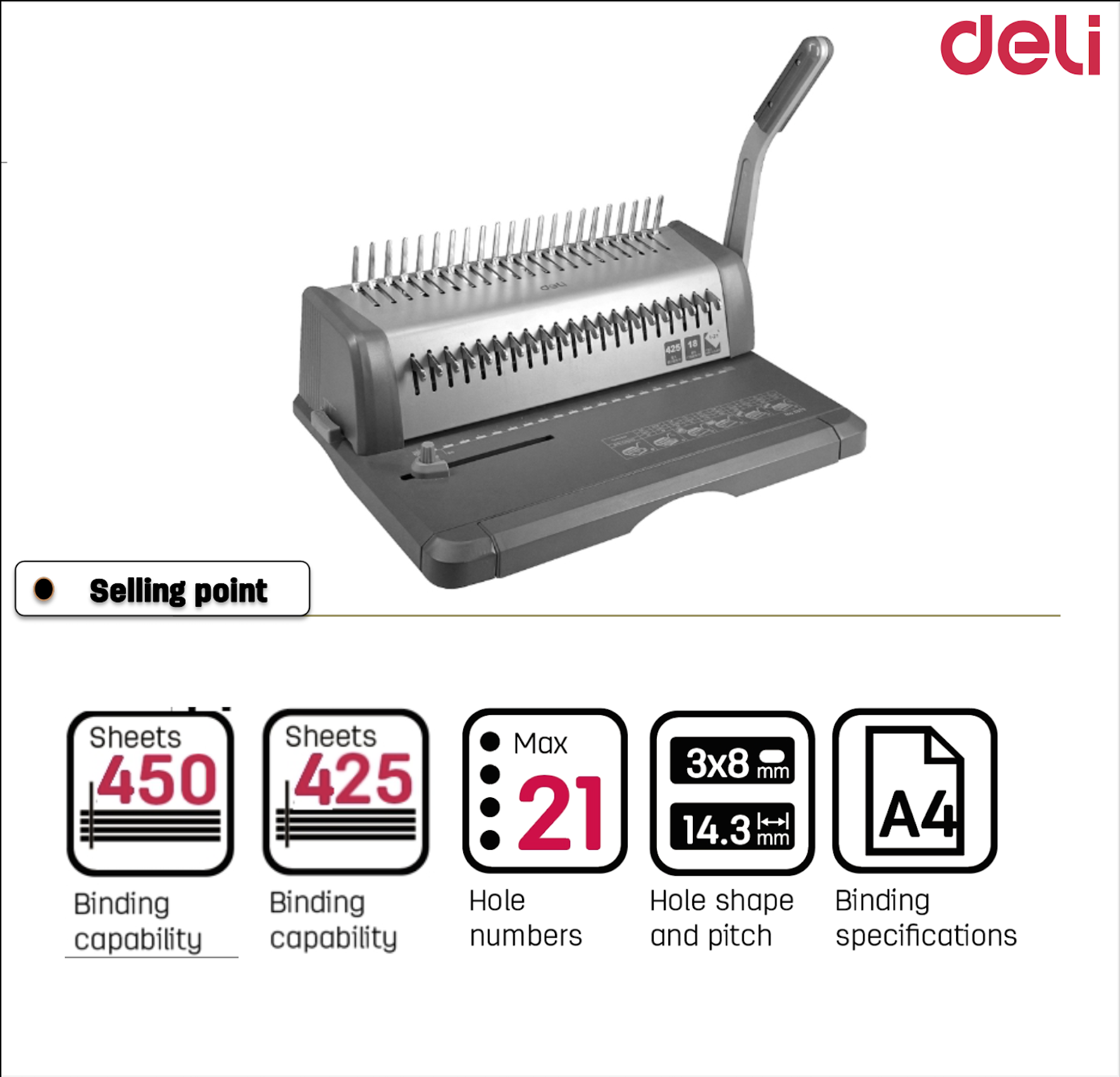 Deli Comb Binding Machine 425 Sheets Capacity