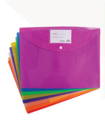 SuperDeal A4 Button File with Pocket Assorted 