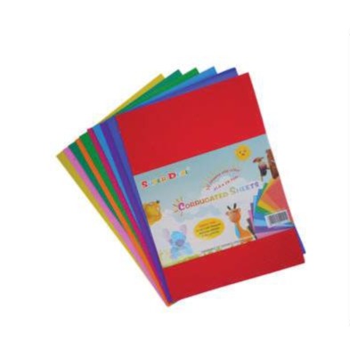 SuperDeal Corrugated Paper Sheet 24 Colors 1x10 