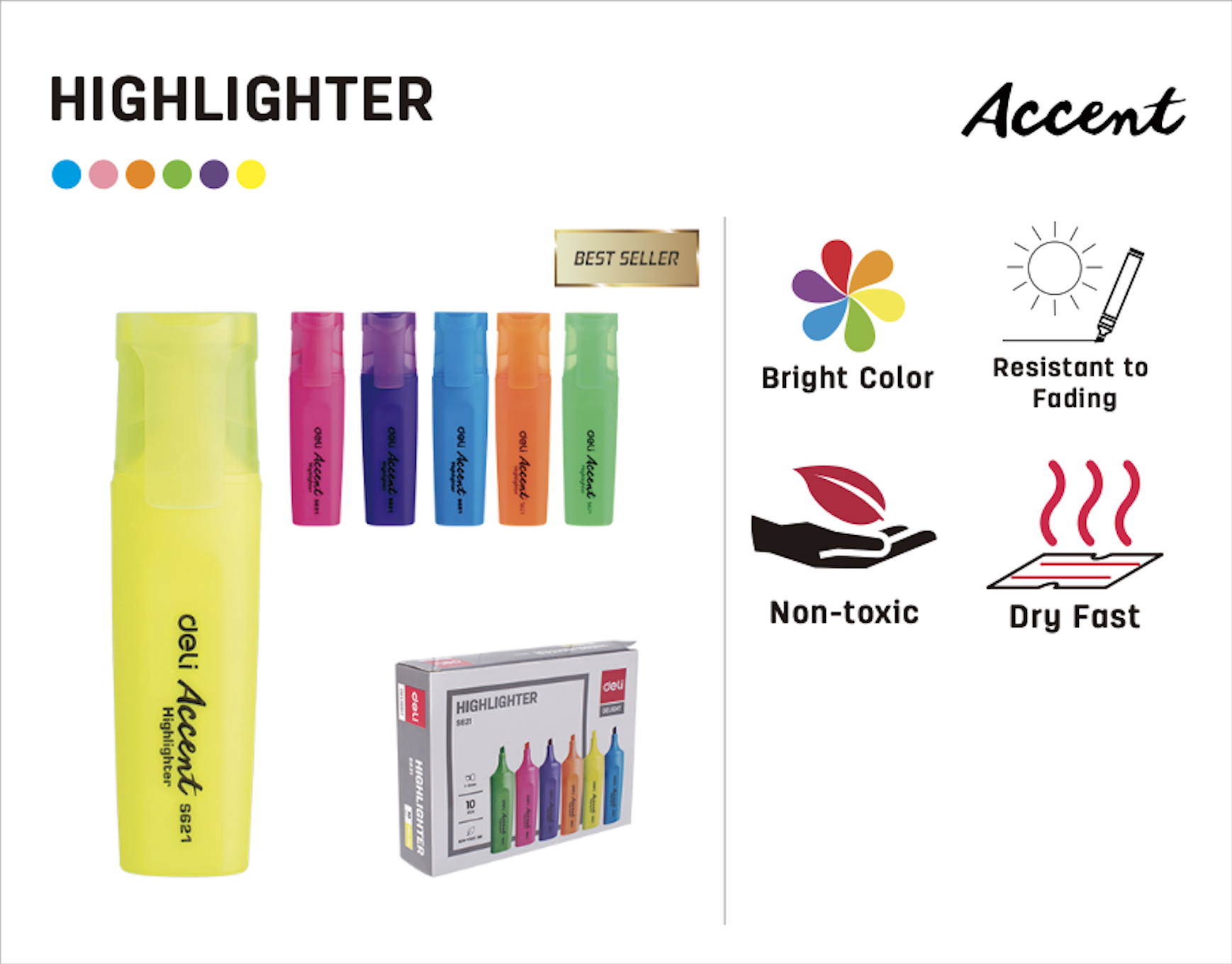 Deli Accent Highlighter Chisel Tip 1-5mm 