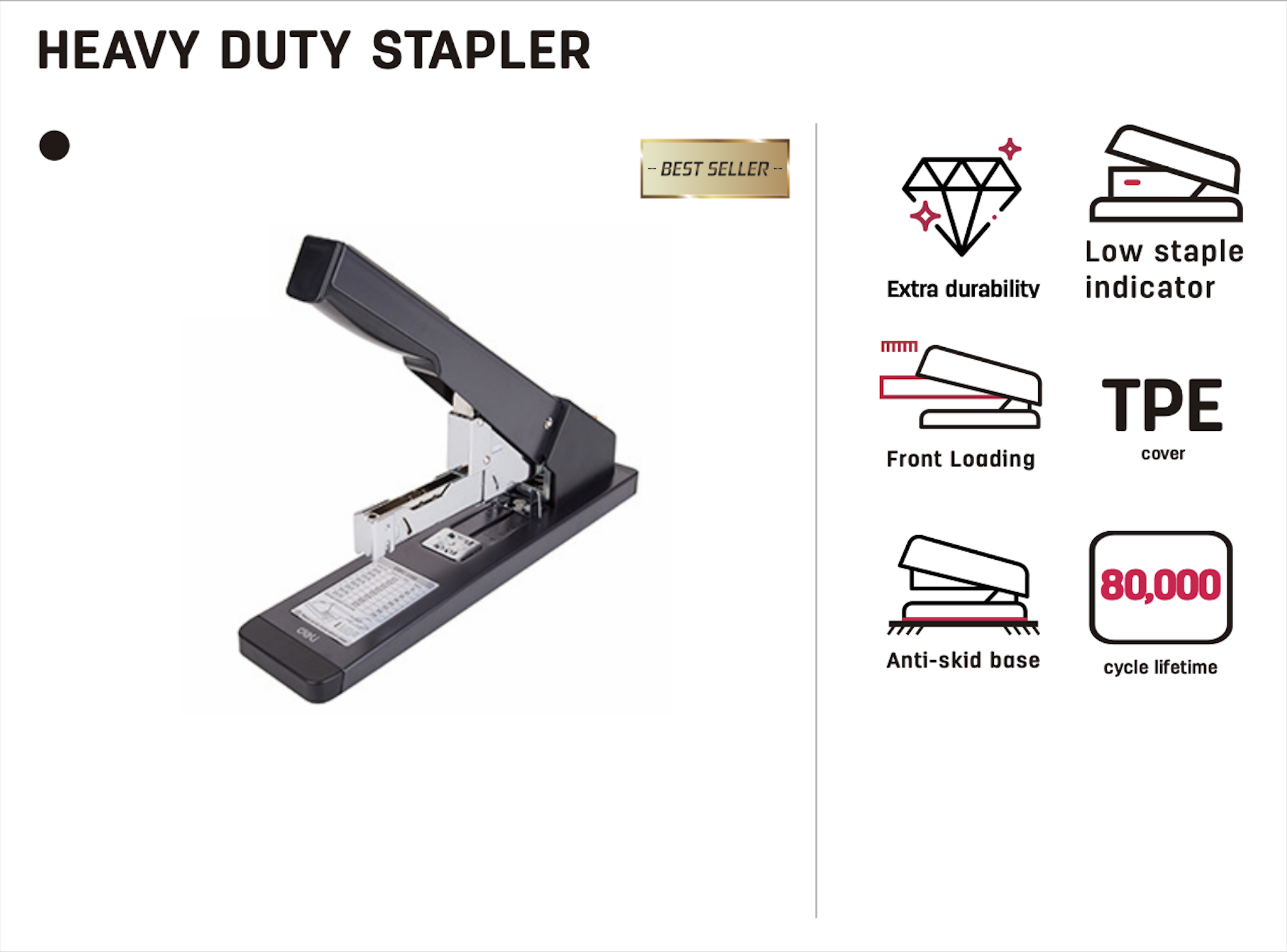 Deli Heavy Duty Stapler 210 Sheets 