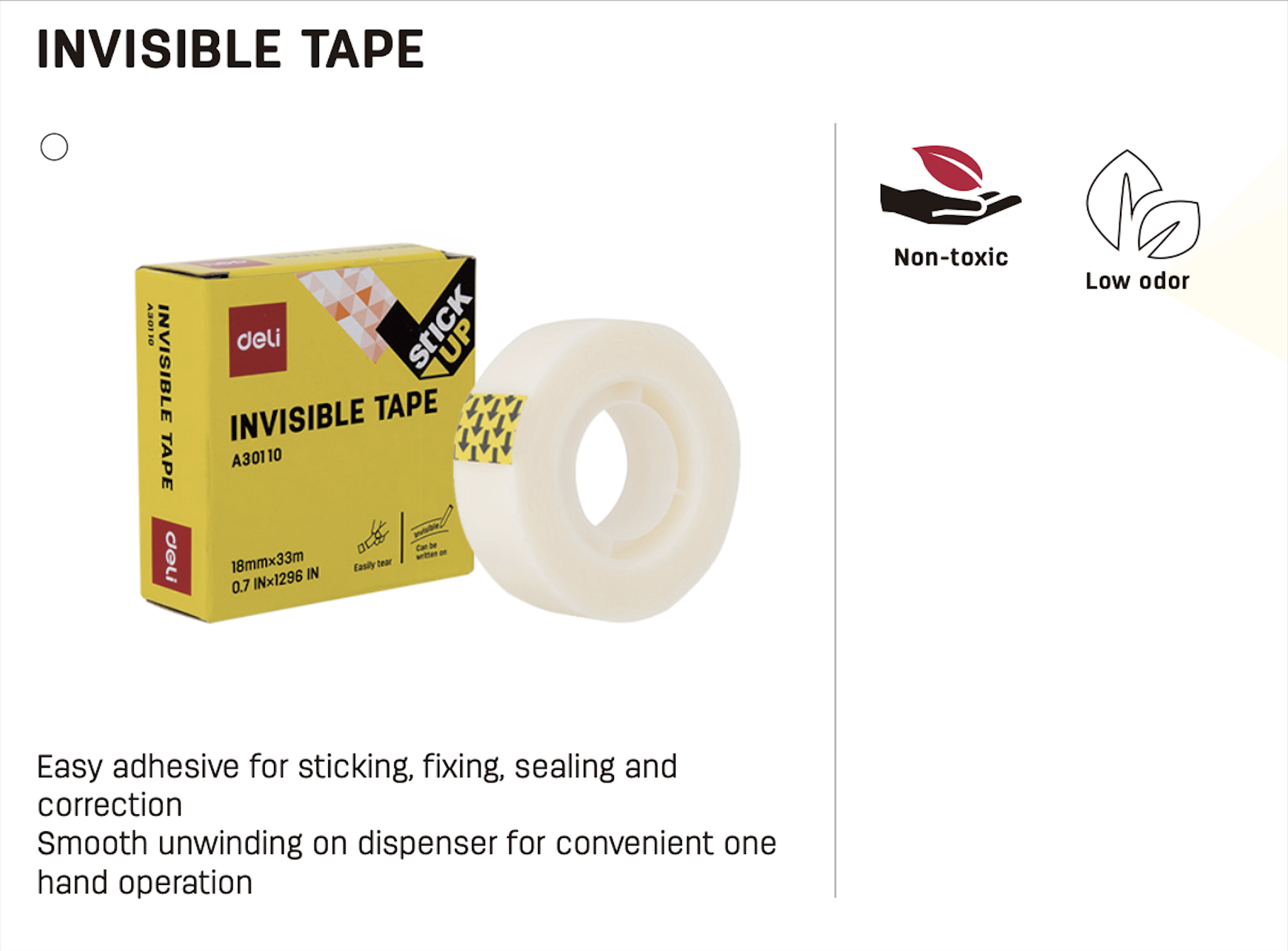 Deli Invisible Tape 18mm x 33m 