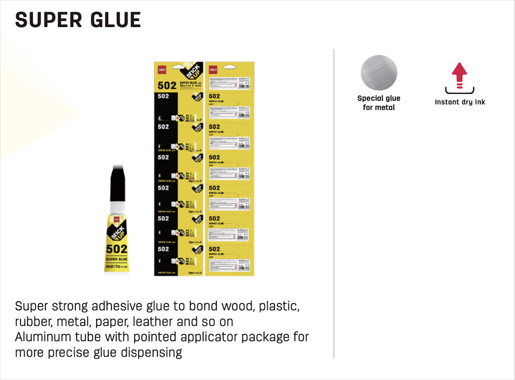 Deli Super Glue 502, 3g x 2 