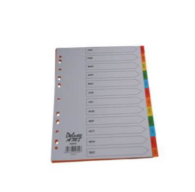Deluxe A4 Jan-Dec PVC Color Monthly Divider 