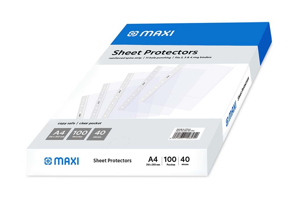 Maxi A4 Size Transparent Pockets, Polypropylene, 100's Pack