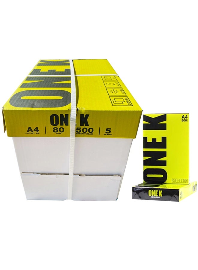 One K A4 Paper, 80 GSM, Premium Quality, White