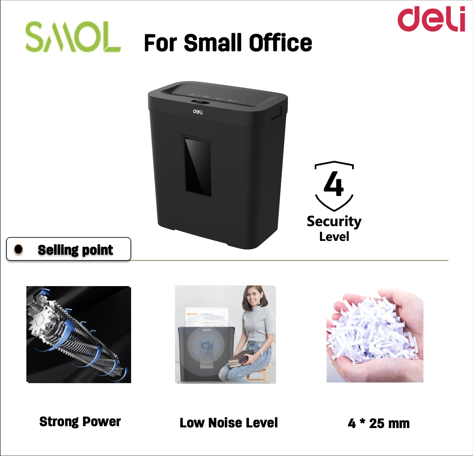 Deli Paper Shredder SMOL 10 Sheets 