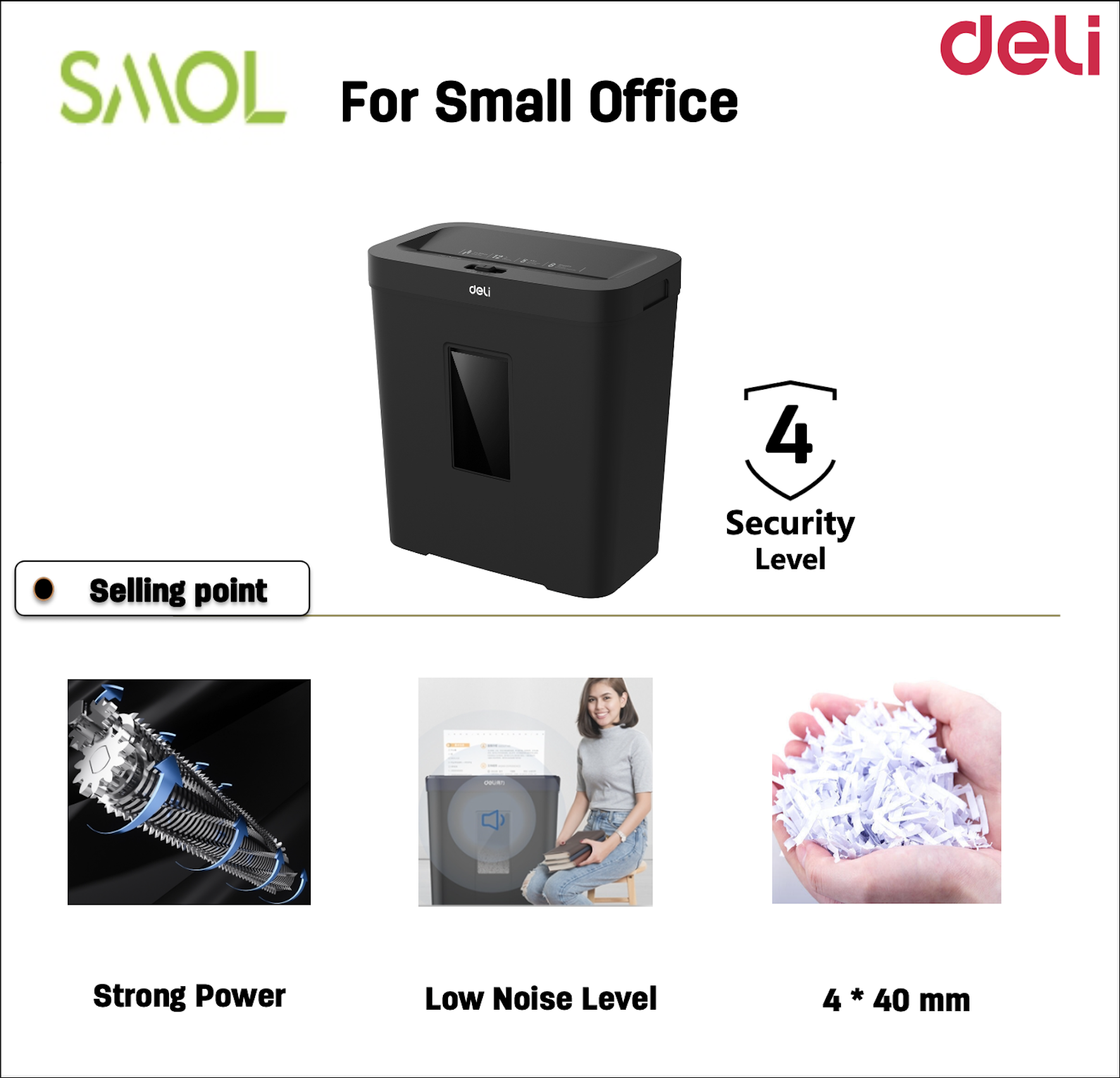 Deli Paper Shredder SMOL 8 Sheets