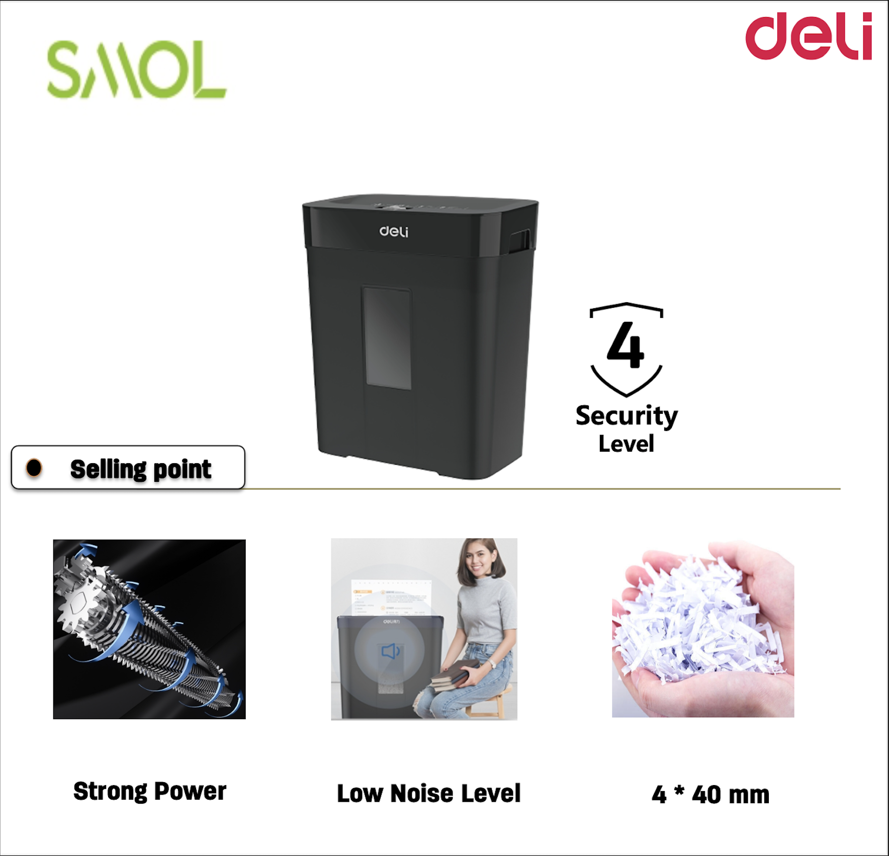 Deli Paper Shredder SMOL 8 Sheets 