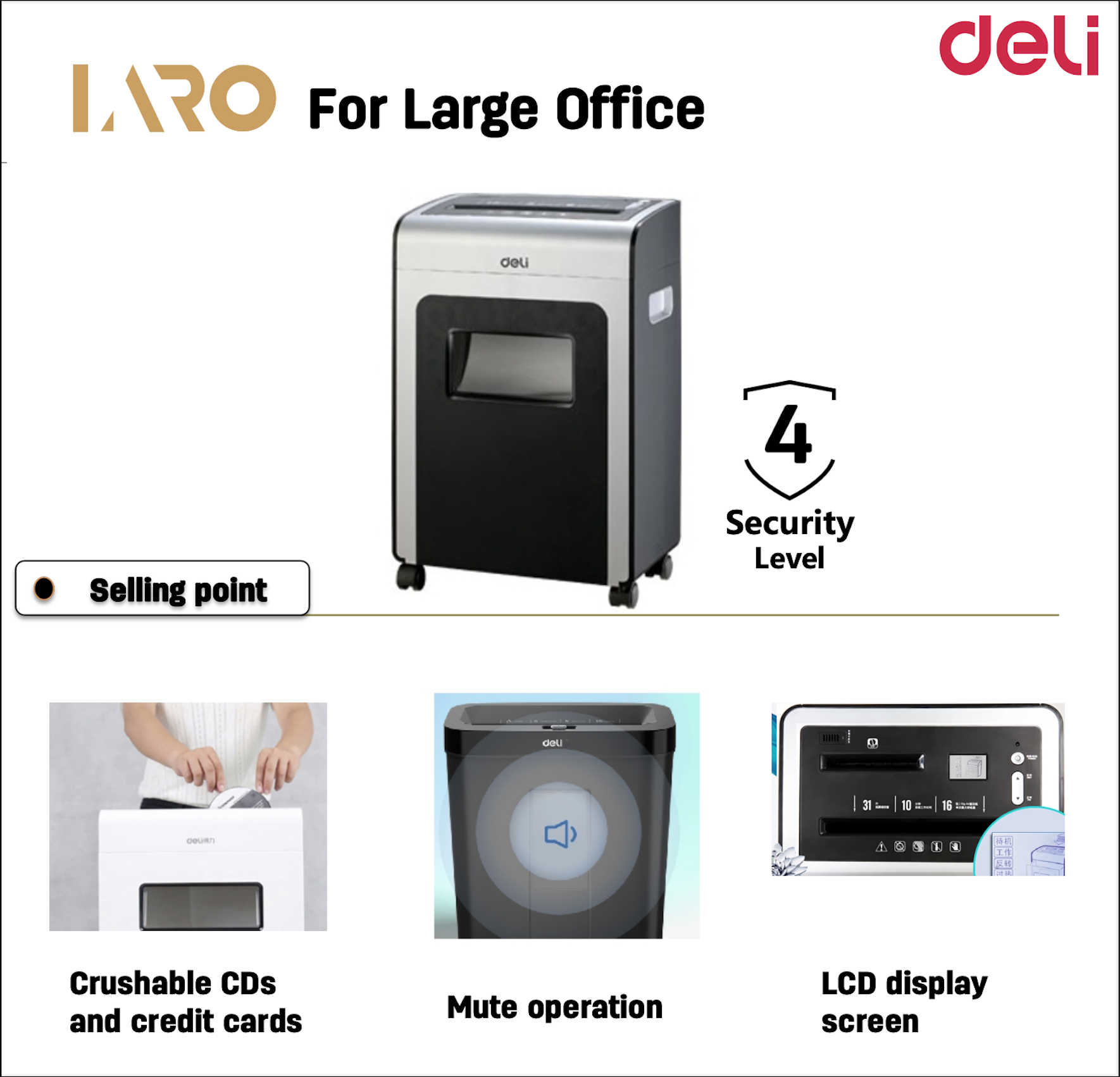 Deli Paper Shredder Cross-Cut 6 Sheets 