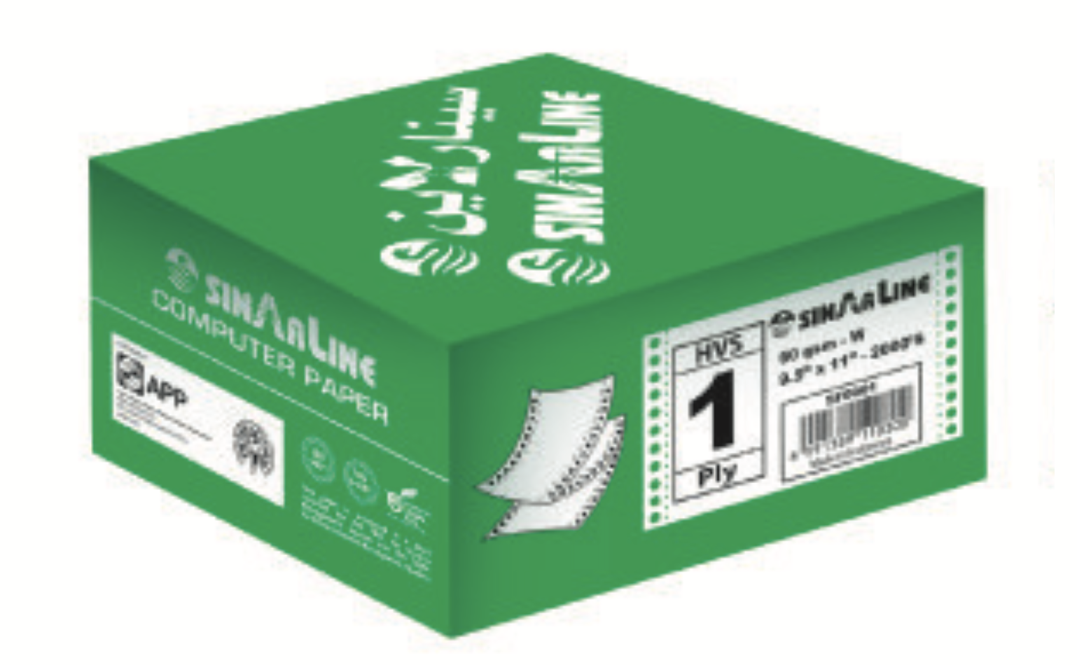 SinarLine 1 PLY, 9.5x11, 60 GSM, 2000 Sheets, W, Plain