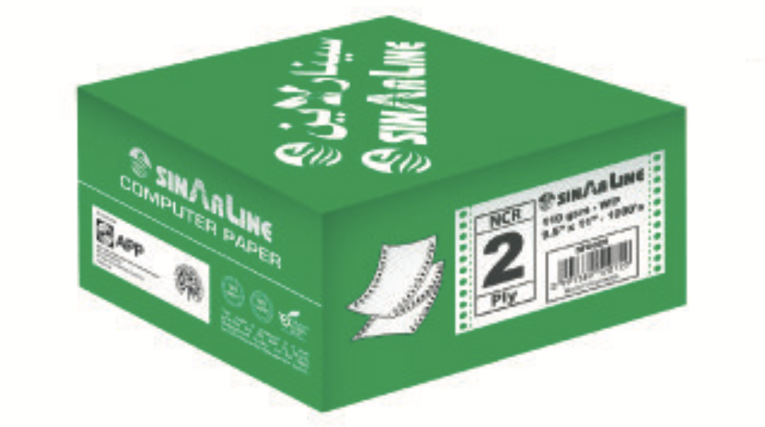 SinarLine 2 PLY, 9.5x11, 110 GSM, 1000 Sheets, WP, Plain, MOC