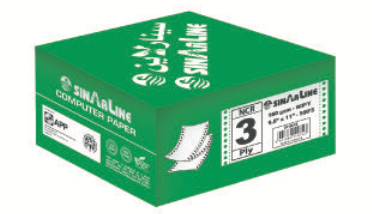 SinarLine 3 PLY, 9.5x11, 160 GSM, 500 Sheets, WPY, Plain, MOC