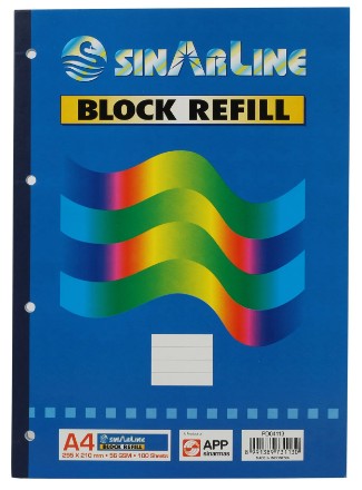 SinarLine Block Refill With 4 Holes Margin A4 100 Sheets