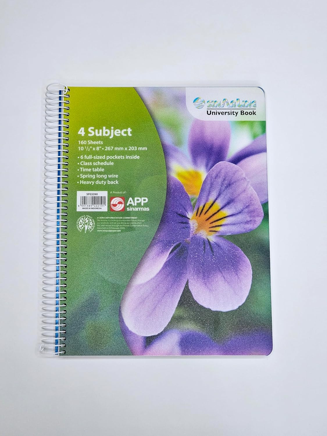 SinarLine Spiral 4-Subject 10.5"X8" 160 Sheets
