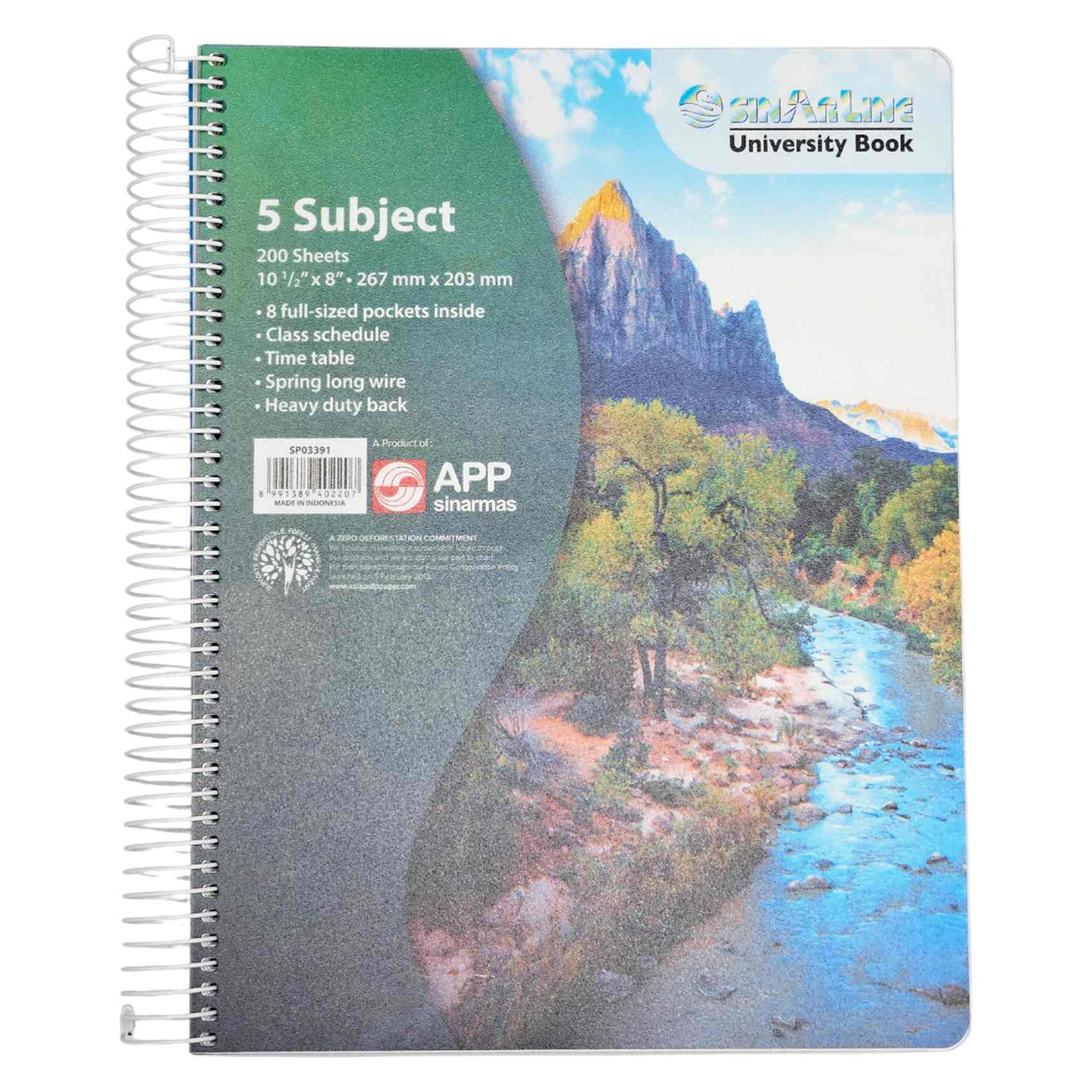 SinarLine Spiral 5-Subject 10.5"X8" 200 Sheets